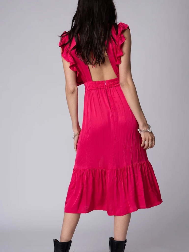 Jessi Open-Back Ruffle Midi Dress